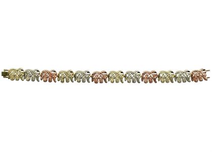 Three Tone Plated Elephant Bracelet